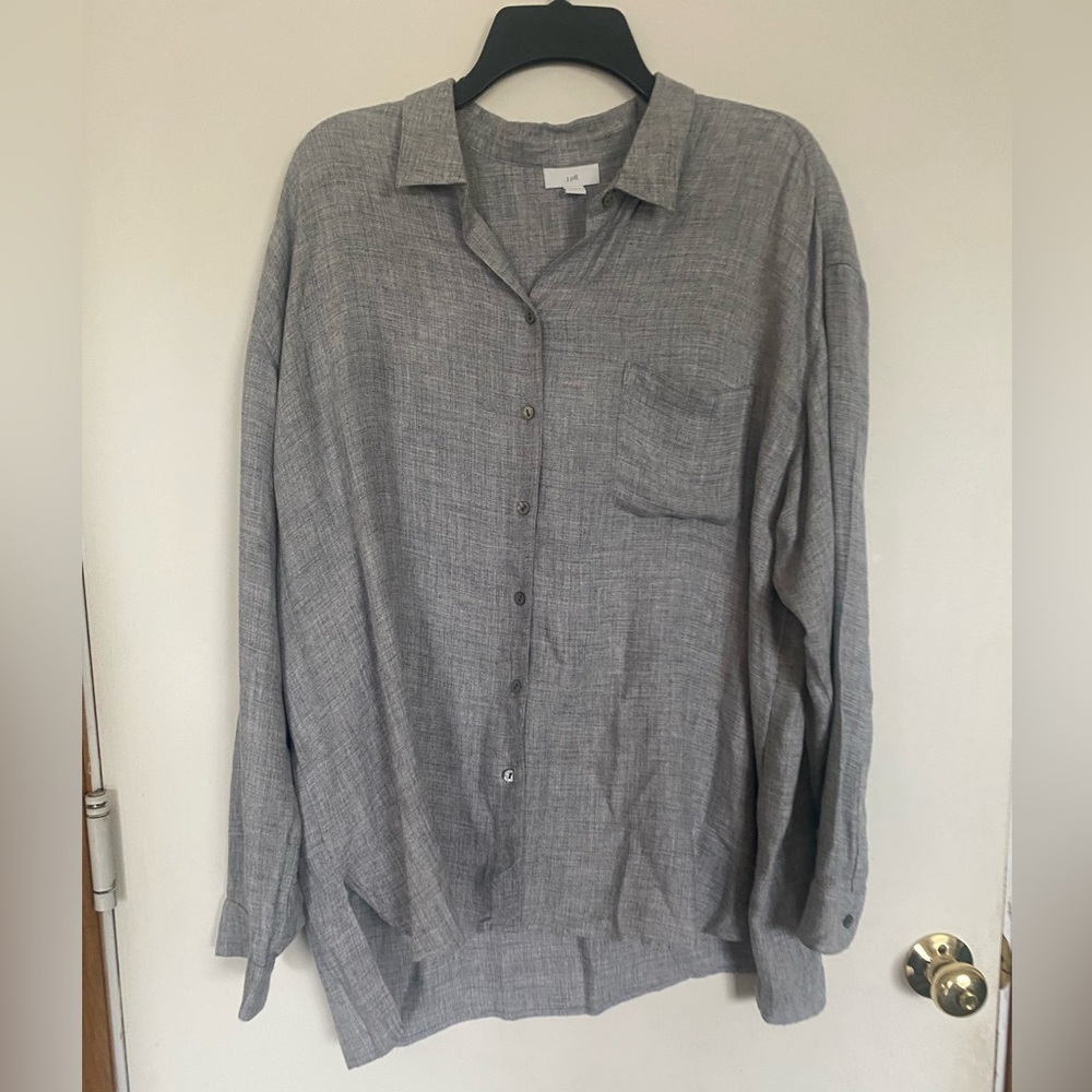 J.Jill large button down tunic top grey